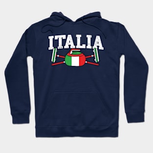 Italy Curling Broom ice Sports Italia Italian Flag Curling Hoodie